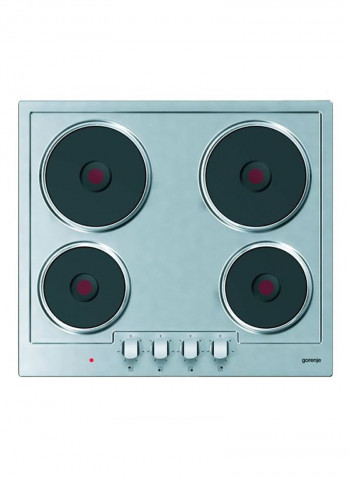 Built In Electric Hob Hot Plate With 4 Powerful Cooking Zones 7000 W E6N1AX silver
