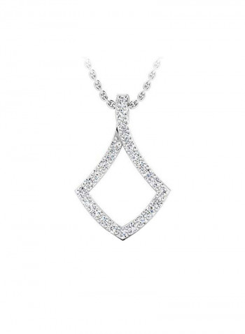 Rhodium Plated 925 Sterling Silver 0.25 Carat Diamond Studded Kite Shaped Pendant Necklace