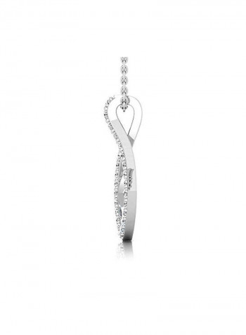 Rhodium Plated 925 Sterling Silver 0.25 Carat Diamond Studded Kite Shaped Pendant Necklace