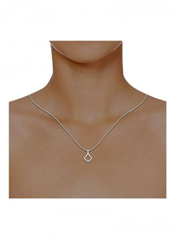 Rhodium Plated 925 Sterling Silver 0.25 Carat Diamond Studded Kite Shaped Pendant Necklace