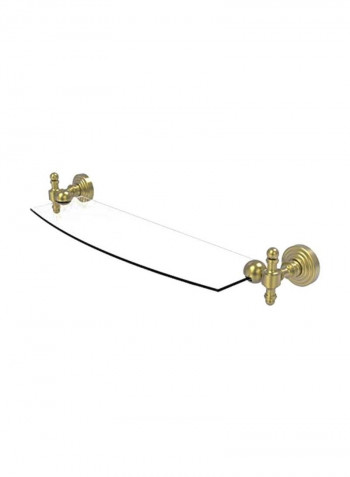 Retro Wave Wall Mounted Glass Shelf Clear/Gold 18inch
