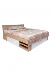 Boston King Storage Bed With 2 Drawers White/Brown 180x200cm