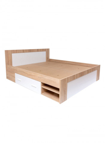 Boston King Storage Bed With 2 Drawers White/Brown 180x200cm