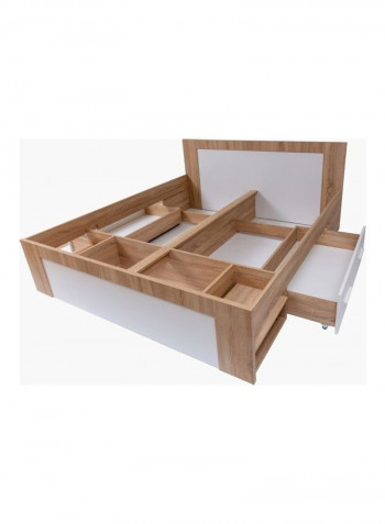 Boston King Storage Bed With 2 Drawers White/Brown 180x200cm