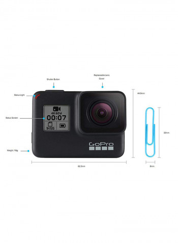 Hero7 Sports Digital Action Camera Black with 12MP, 4K60/1080p240 video resolution  8x Slo-Mo Wi-Fi + Bluetooth GPS Enabled Water Resistant