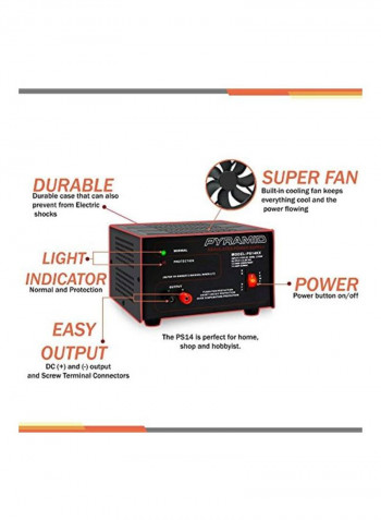 Compact Bench Power Supply Black 7.9x7.2x4.7inch