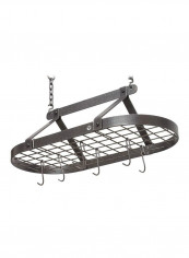 Steel Oval-Shaped Ceiling Pot Rack Grey 29x22x14inch