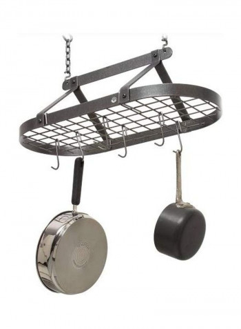 Steel Oval-Shaped Ceiling Pot Rack Grey 29x22x14inch