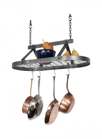 Steel Oval-Shaped Ceiling Pot Rack Grey 29x22x14inch