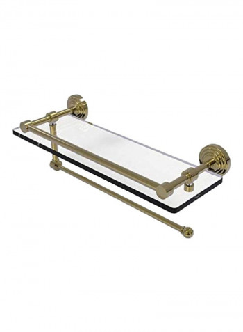 Towel Holder With Glass Shelf Clear/Gold 16inch