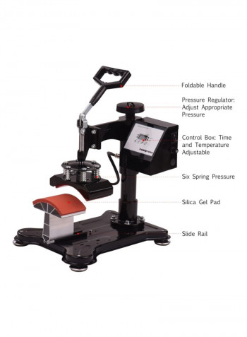 Swing Away Combo Digital Hat Cap Heat Press Thermal Transfer Machine Black
