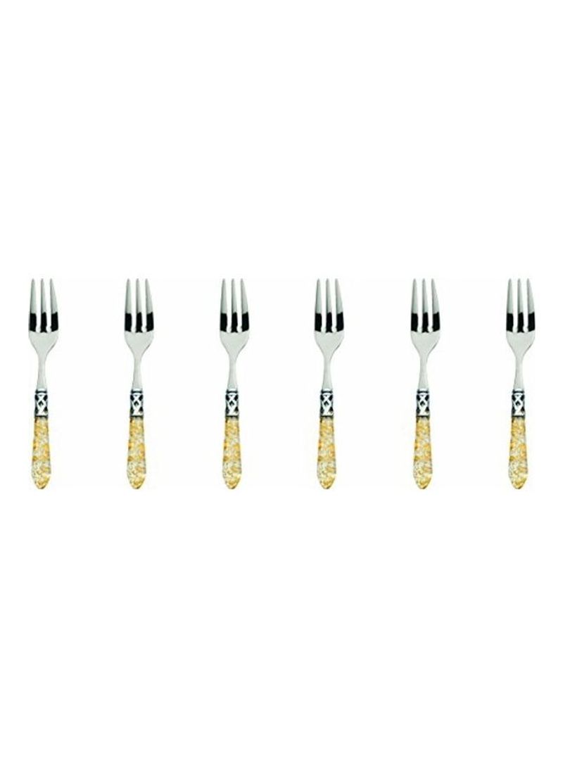 6-Piece Fork Set Silver/Beige/Black