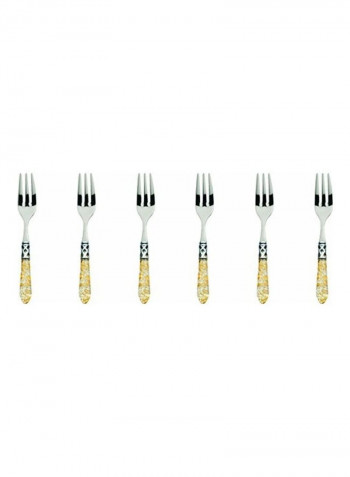 6-Piece Fork Set Silver/Beige/Black