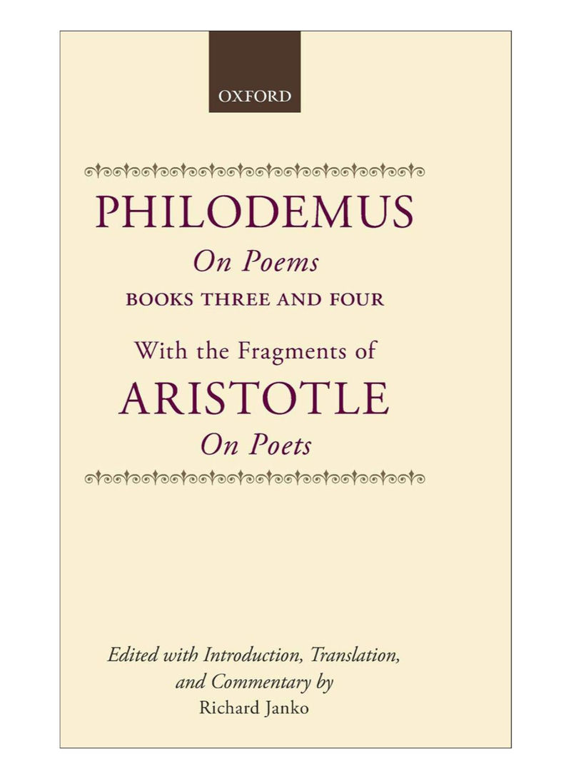 Philodemus On Poems Books 3-4 Hardcover