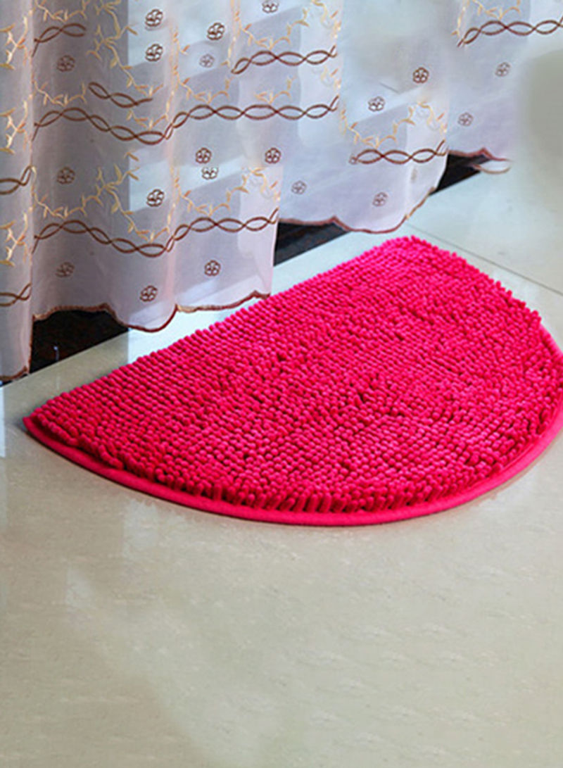 1-Piece Home Rug Modern Simple Semi-Circle Shaped Soft Anti-Skid Carpet Pink 90X180centimeter