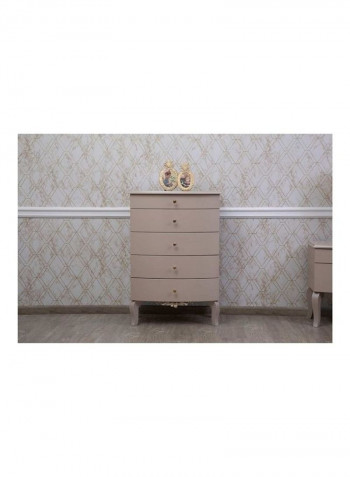 Decorative Peachtree Chest with 5 Drawer Beige