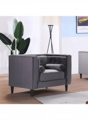 Sheena 1-Seater Chair With 2-Bolster Cushions Grey 88x100cm