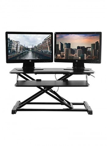 Stand Up Desk Converter And Monitor Riser Black