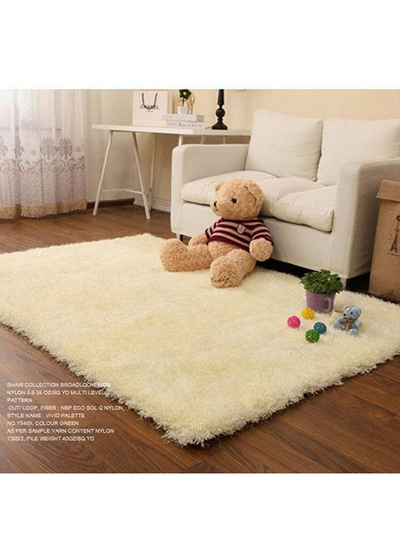 Soft Fluffy Floor Rug Beige 140 x 200centimeter