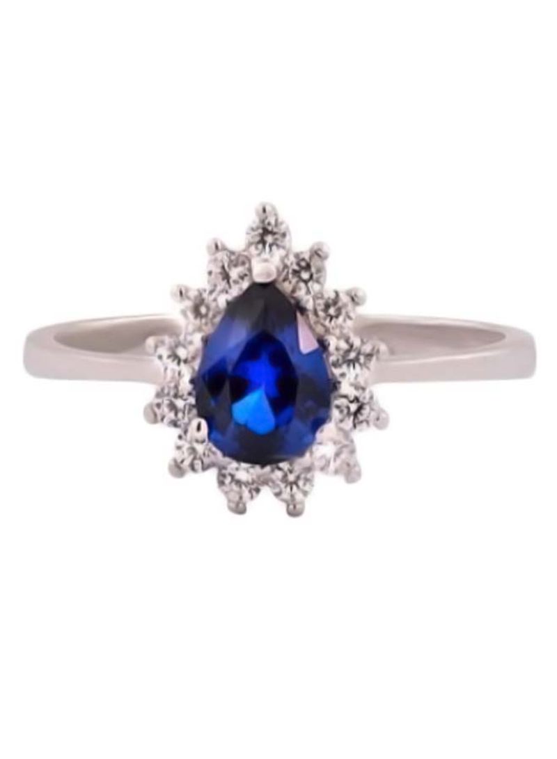 18K White Sapphire And Blue Quartz Gold Ring