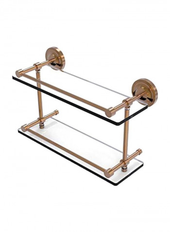 2-Tier Wall Mounted Glass Shelf Gold/Clear 16x5x8inch