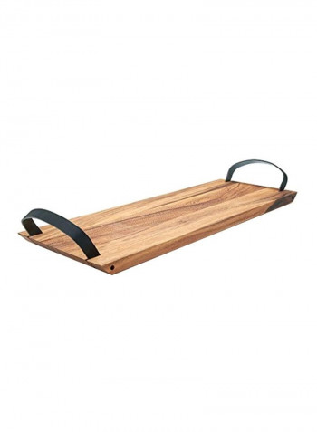 Serving Board With Leather Handles Beige/Black 8.5 x 22.5 x 2.8inch