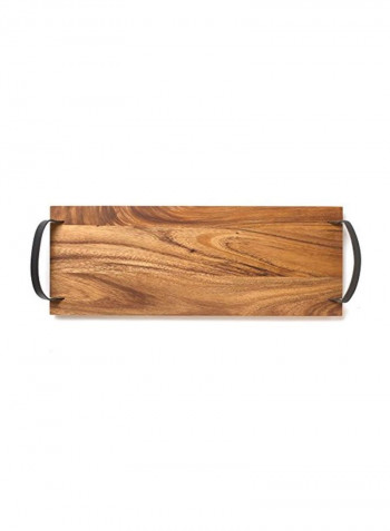 Serving Board With Leather Handles Beige/Black 8.5 x 22.5 x 2.8inch