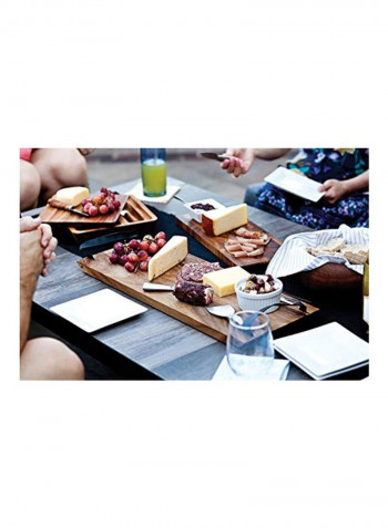 Serving Board With Leather Handles Beige/Black 8.5 x 22.5 x 2.8inch