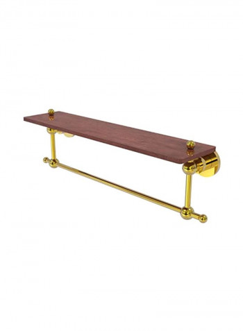 Towel Bar With Wooden Shelf Brown/Gold 22inch