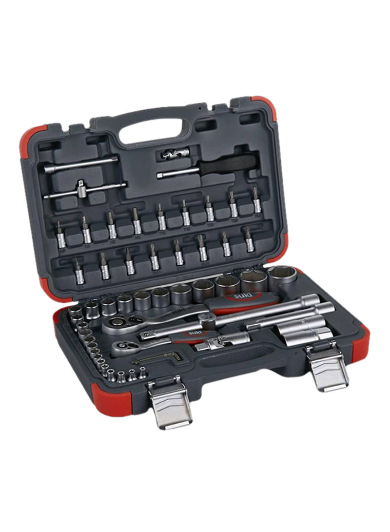 Socket Steel Wrench Set Silver/Grey/Red