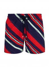 Moorise Diagonal Stripes Printed Swim Shorts Red/Blue/Green