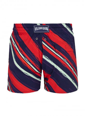 Moorise Diagonal Stripes Printed Swim Shorts Red/Blue/Green