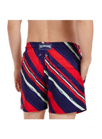 Moorise Diagonal Stripes Printed Swim Shorts Red/Blue/Green