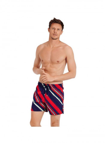 Moorise Diagonal Stripes Printed Swim Shorts Red/Blue/Green