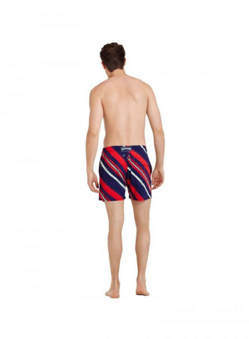 Moorise Diagonal Stripes Printed Swim Shorts Red/Blue/Green