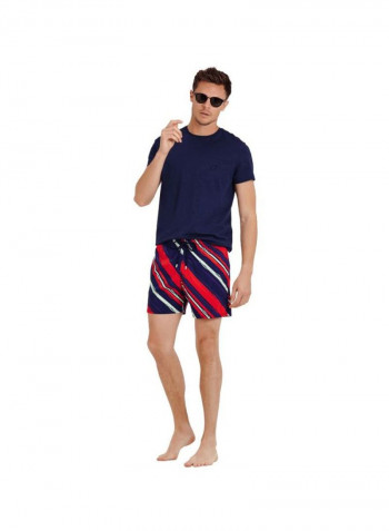 Moorise Diagonal Stripes Printed Swim Shorts Red/Blue/Green