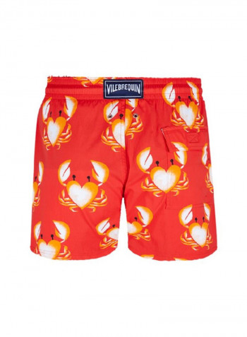 Moorise Printed Swim Shorts Red/Orange/Black