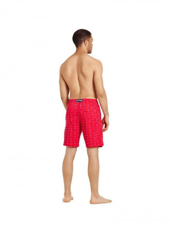 Okorise Crabs Printed Swim Shorts Medicis Red/White
