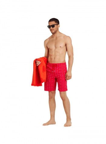 Okorise Crabs Printed Swim Shorts Medicis Red/White