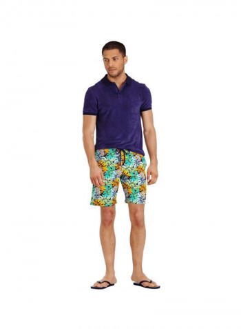 Okorise Jungle Printed Swim Shorts Midnight Blue