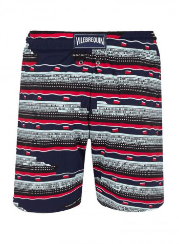Okorise Printed Swim Shorts Midnight Blue/Grey/Red