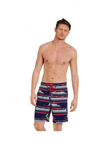 Okorise Printed Swim Shorts Midnight Blue/Grey/Red