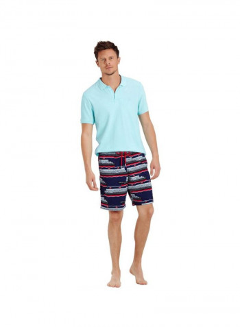 Okorise Printed Swim Shorts Midnight Blue/Grey/Red