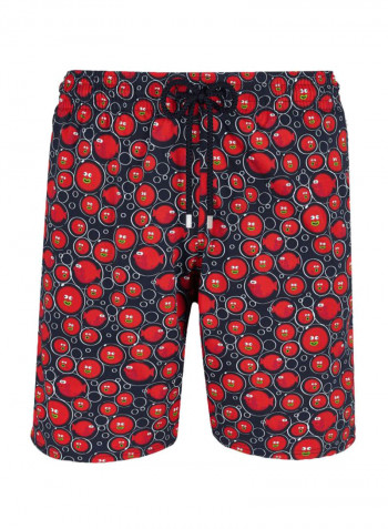 Okorise Printed Swim Shorts Navy Blue/Red