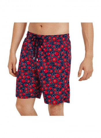 Okorise Printed Swim Shorts Navy Blue/Red