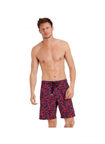 Okorise Printed Swim Shorts Navy Blue/Red