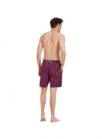 Okorise Printed Swim Shorts Navy Blue/Red