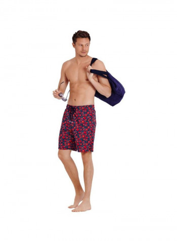 Okorise Printed Swim Shorts Navy Blue/Red