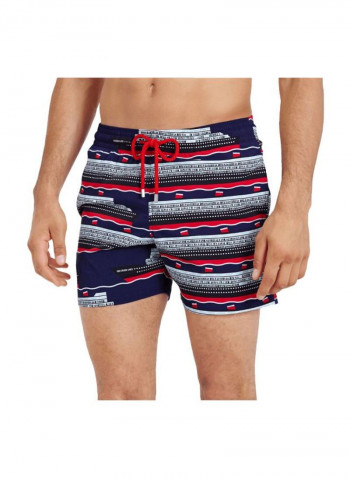 Moorise Printed Swim Shorts Midnight Blue/Grey/Red