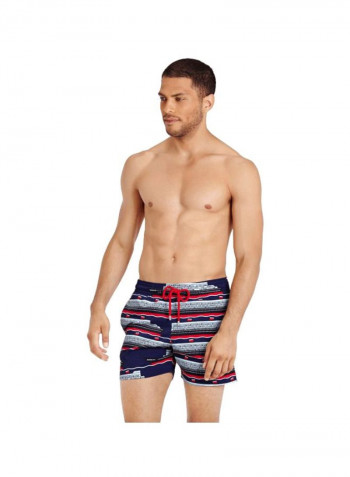 Moorise Printed Swim Shorts Midnight Blue/Grey/Red